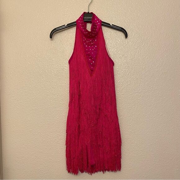 Weissman Dance costume hot pink sassy fringe dress Spice Up Your Life 14130 MA - Picture 2 of 12